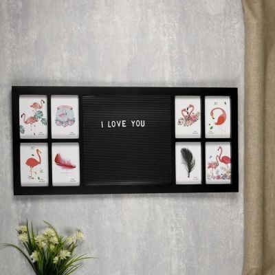 Фоторамка пластик на 8 фото 10х15 см+доска для записок 29х29см+буквы "Стиль" чёрная 35х74см