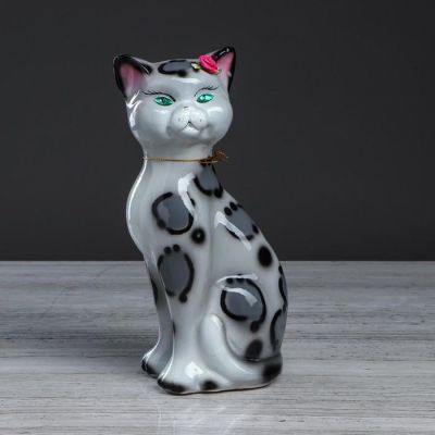 Копилка "Даша", глянец, серый барс, 27 см