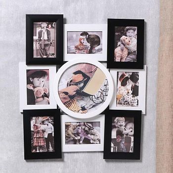 Фоторамка пластик на 9 фото 10х15 см "Чёрное и белое" 54х51х4 см