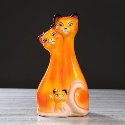 Копилка "Семья котов", глянец, оранжевый, 36 см