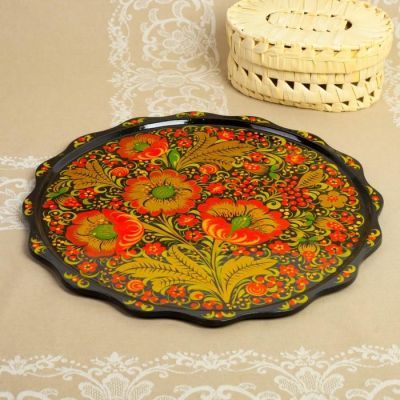 Поднос «Ягодки», D=40 см, хохлома МИКС