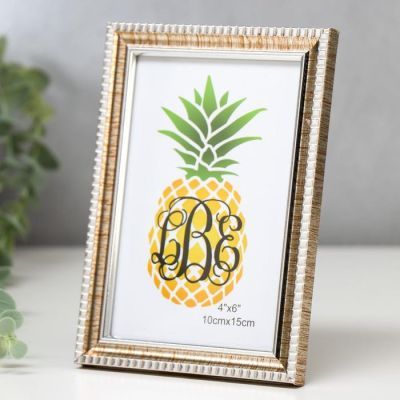 Фоторамка пластик 10х15 см "Золотая зебра с серебряной рамкой" 17,5х12,5 см