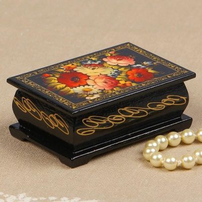 Шкатулка «Цветочная роспись», 6×9 см, лаковая миниатюра