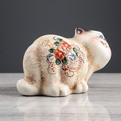 Копилка "Кот Семен" под шамот, бежевый цвет, 14 см, микс