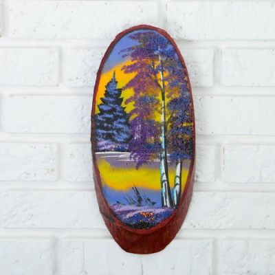 Панно на спиле "Ночь", 32-36 см, каменная крошка, вертикальное