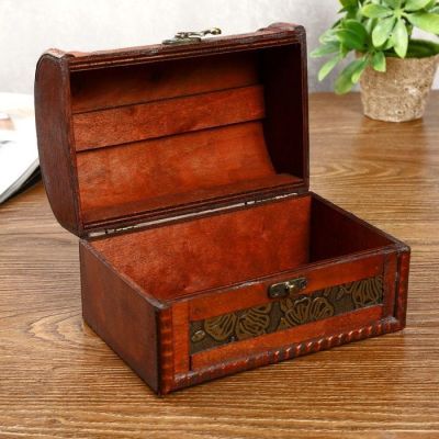 Шкатулка-сундучок дерево под старину (12 х 18 х 12 см)