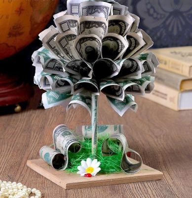 Денежное дерево с купюрами 100$ (высота 30 см)
