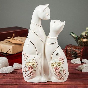 Копилка "Коты Амурчики", покрытие глазурь, белая, 27 см, микс