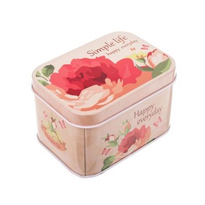Шкатулка металл прямоугольник "Нарисованные цветы" 6,5х9х5,5 см