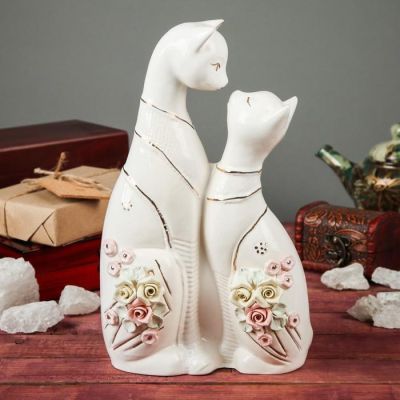 Копилка "Коты Амурчики", покрытие глазурь, белая, 27 см, микс