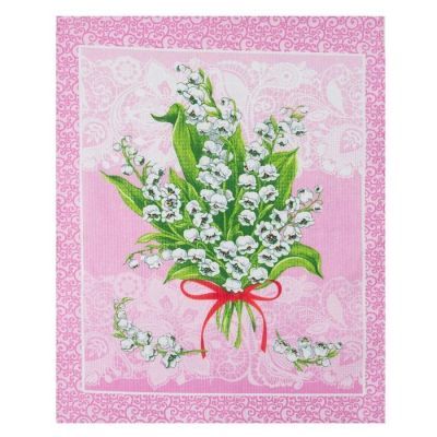 Набор полотенец в пакете "Букетики розовый" 45х60 см, 170 гр/м, хлопок 100%, вафля, 3 шт