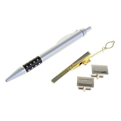 Набор подарочный 4в1 (ручка, заколка для галстука, 2 запонки) микс