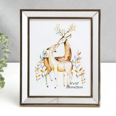 Фоторамка пластик 20х25 см "Зеркало с обводкой под бронзу" 30х25,3 см