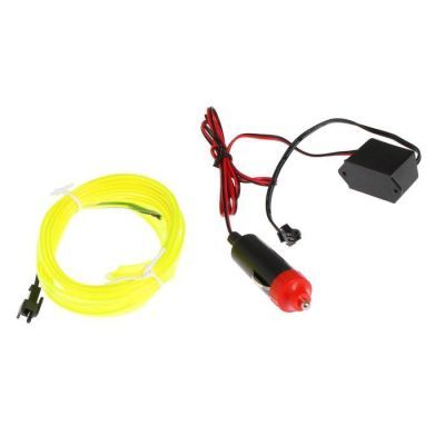 Неоновая нить Cartage для подсветки салона, адаптер питания 12 В, 2 м, лимонный