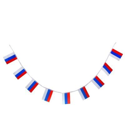 Флаг России навесной, 14х21 см, 10 шт, l=2.5 м, полиэстер