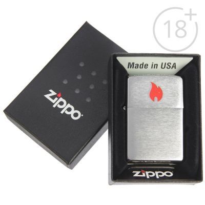 Зажигалка ZIPPO 200 Red Flame с покрытием Brushed Chrome