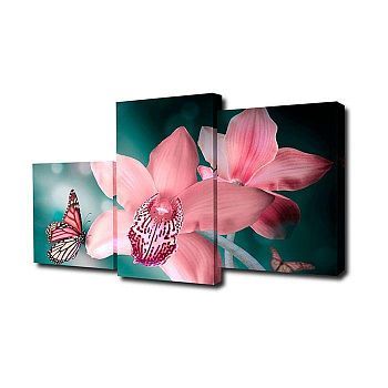 Картина модульная на подрамнике "Бабочка с орхидеями" 26х50, 26х40; 26х32. 50*80см