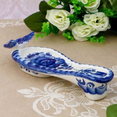 Подставка под ложки «Туфелька», 18×5×5 см, гжель