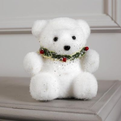 Светодиодная фигура «Мишка» 15 × 16 × 12 см, флок, батарейки CR2032х2, свечение тёплое белое