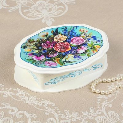 Шкатулка «Букет роз», белая, 20×15 см, лаковая миниатюра