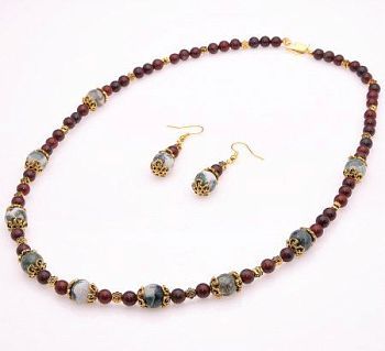 Комплект Жадеит, яшма "Венера" арт.КР-640