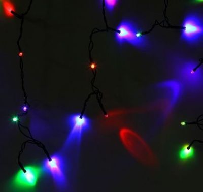 Гирлянда уличная "Бахрома" (Ш:2 м, В:0,6 м, нить темная, моргает)