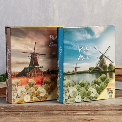 Фотоальбом на 200 фото 13х18 см "Цветы и мельница" в коробке МИКС 29,5х23,5х5,5 см