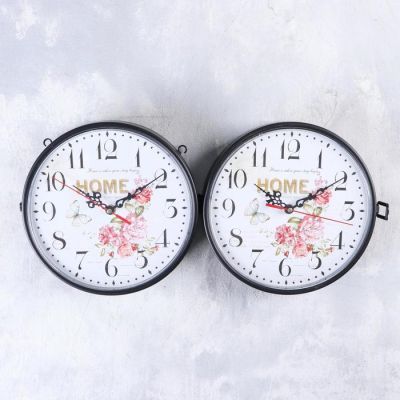 Часы настенные двойные, серия: Садовые, "Птичка на ветке", дискретный ход, d=41 см, 23 х 23 см 28398