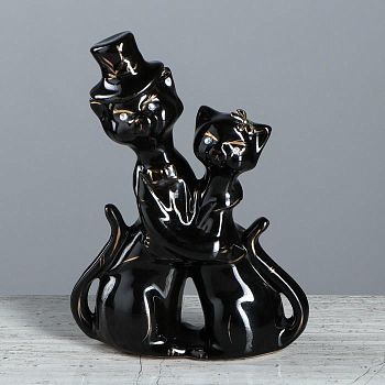 Копилка "Барышня и ковалер", покрытие глазурь, чёрная, 20 см