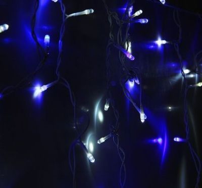Гирлянда уличная УМС "Бахрома" (Ш:3 м, В:0,6 м, нить силикон, бело-синий)