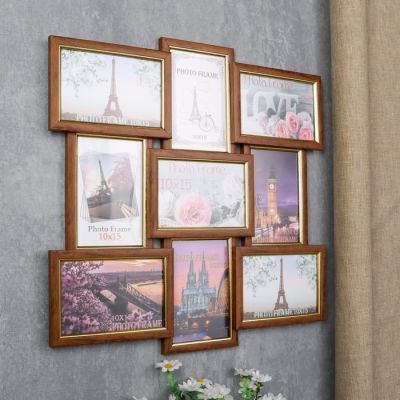 Фоторамка 47х47 см на 9 фото 10х15 см "Темный орех"