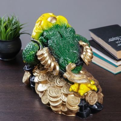Копилка "Жаба большая на деньгах" 26х32см