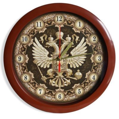 Часы "Герб" настенные, коричневый обод, 28х28 см