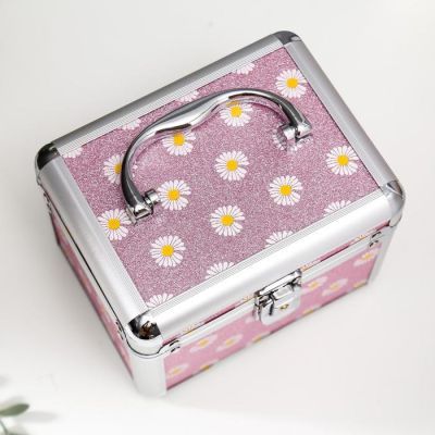 Шкатулка металлокаркас сундучок "Белые ромашки на розовом" 13х16,7х12,8 см