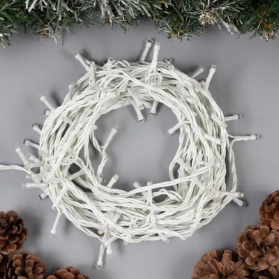 Гирлянда «Нить» 10 м, IP44, белая нить, 100 LED, свечение тёплое белое, 8 режимов, 220 В