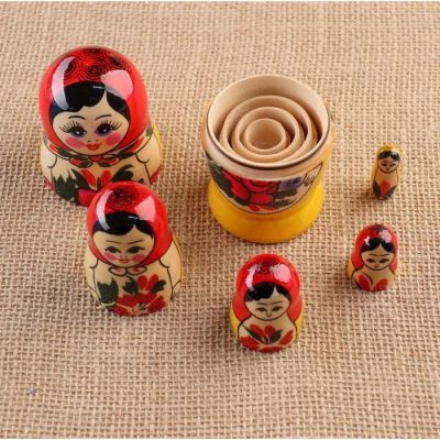 Матрёшка «Семёновская», красный платок 5 кукольная, 9-11 см, ручная работа