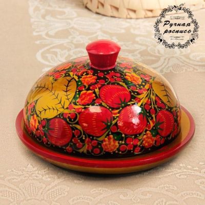 Маслёнка «Ягодка», 18×18×9 см, хохлома