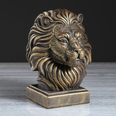 Копилка "Лев", чёрно-золотистый цвет, 25 см