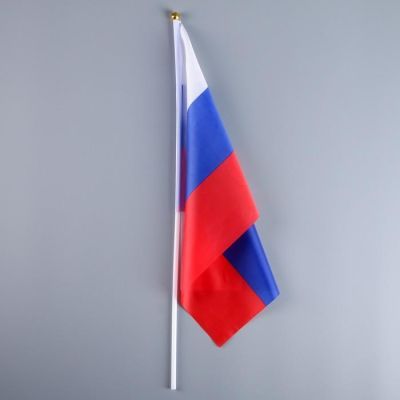 Флаг России 30х45 см, шток 60 см, полиэстер