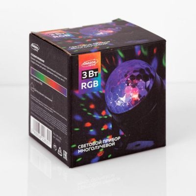 Световой прибор «Хрустальный шар» 7.5 см, пульт ДУ, присоска, свечение RGB, 5 В