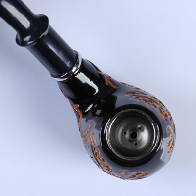 Трубка "Командор" классическая, раструб чёрный с золотым узором, 14 см