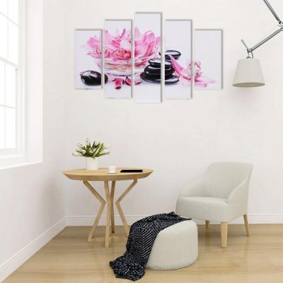 Модульная картина "Орхидеи в воде" (2-23х52; 2-24х70; 1-24х80) 120х80см