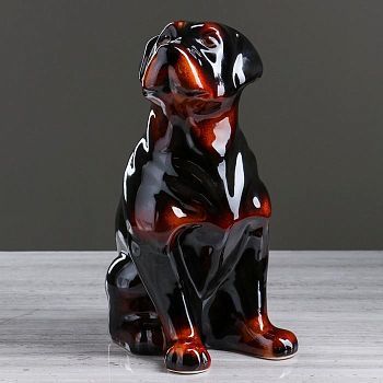 Копилка "Собака Ротвейлер", глянец, чёрный цвет, 35 см