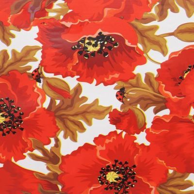 Клеёнка столовая на тканевой основе Доляна «Маки», рулон 20 метров, ширина 137 см