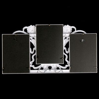 Фоторамка пластик на 3 фото 10х15 см "Незабудки и бант" белая 21,5х41 см