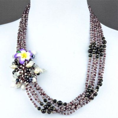 Ожерелье Жемчуг, кошачий глаз, бисер, агат, хрусталь "Марлейн" арт. ВАС-1483