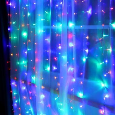 Гирлянда «Занавес» 2 × 3 м, IP20, прозрачная нить, 720 LED, свечение мульти, 8 режимов, 220 В