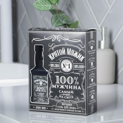 Набор «Крутой мужик» гель для душа 250 мл с древесными и пряными нотами, мочалка