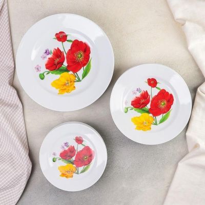 Набор тарелок «Полевые маки», 18 предметов