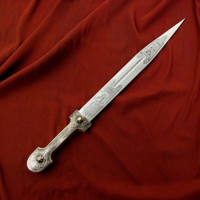 Кинжал сувенирный"Ирбис" №1 (наборный-кожа/мельх.)